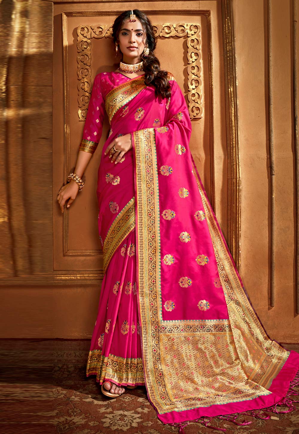 Pink Silk Saree With Blouse 222336