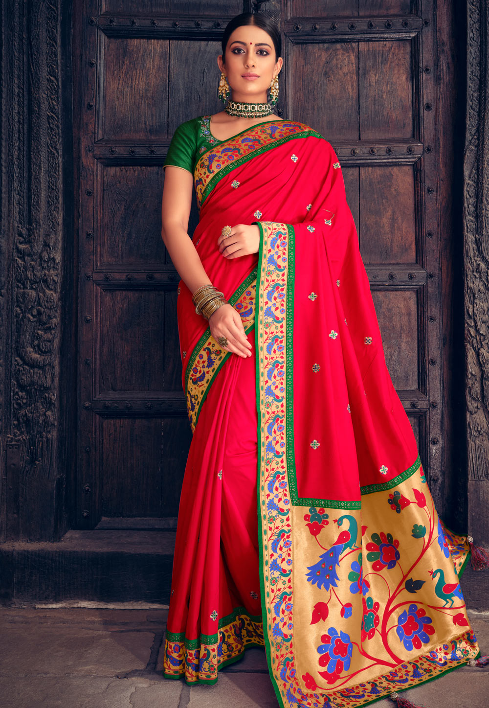 Red Silk Paithani Saree 236403