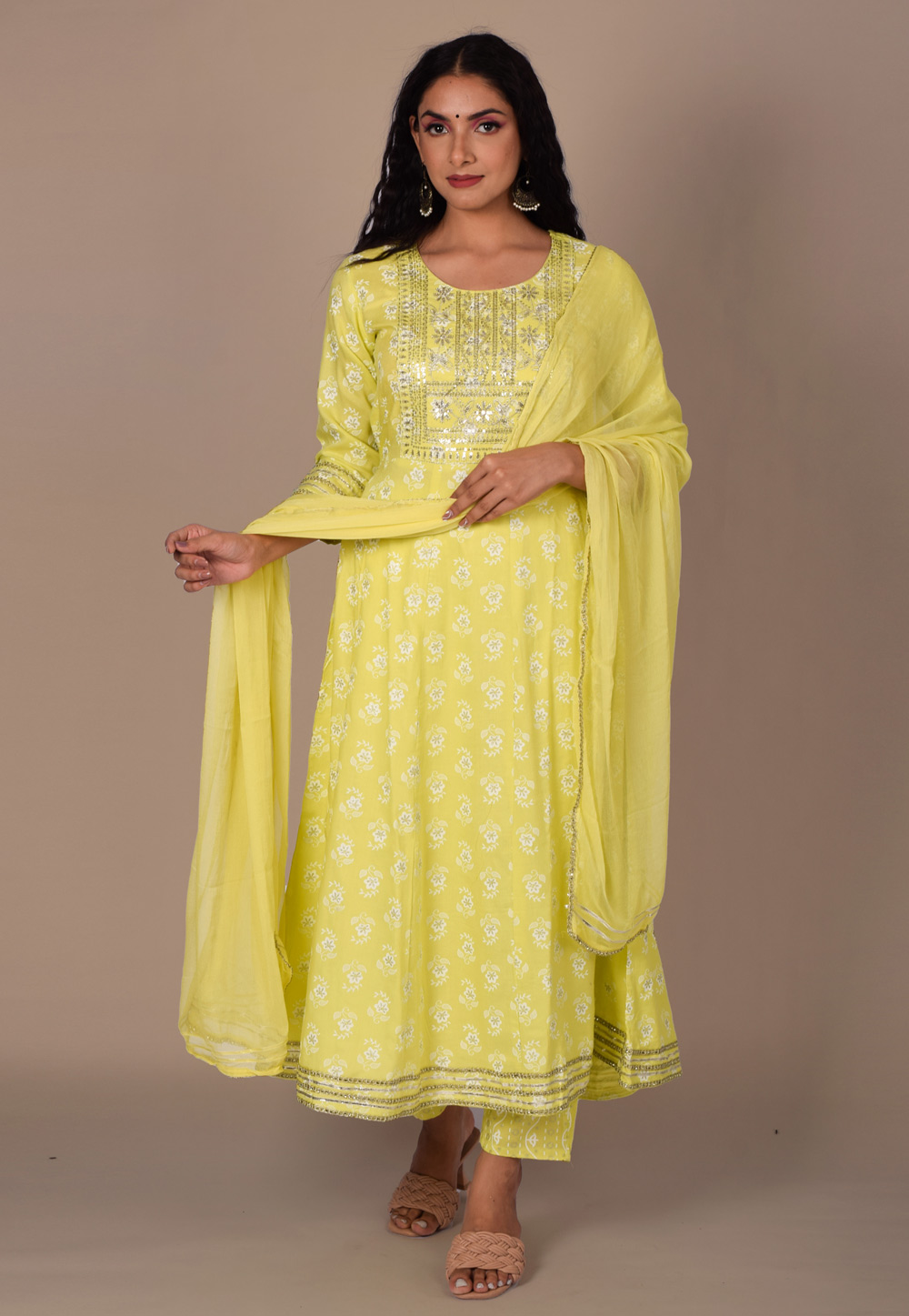Yellow Rayon Readymade Pant Style Suit 249936