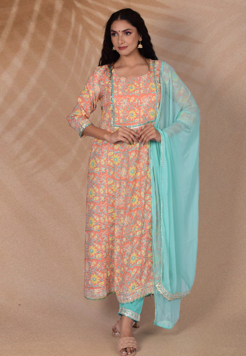 peach Rayon Readymade Pant Style Suit 249938