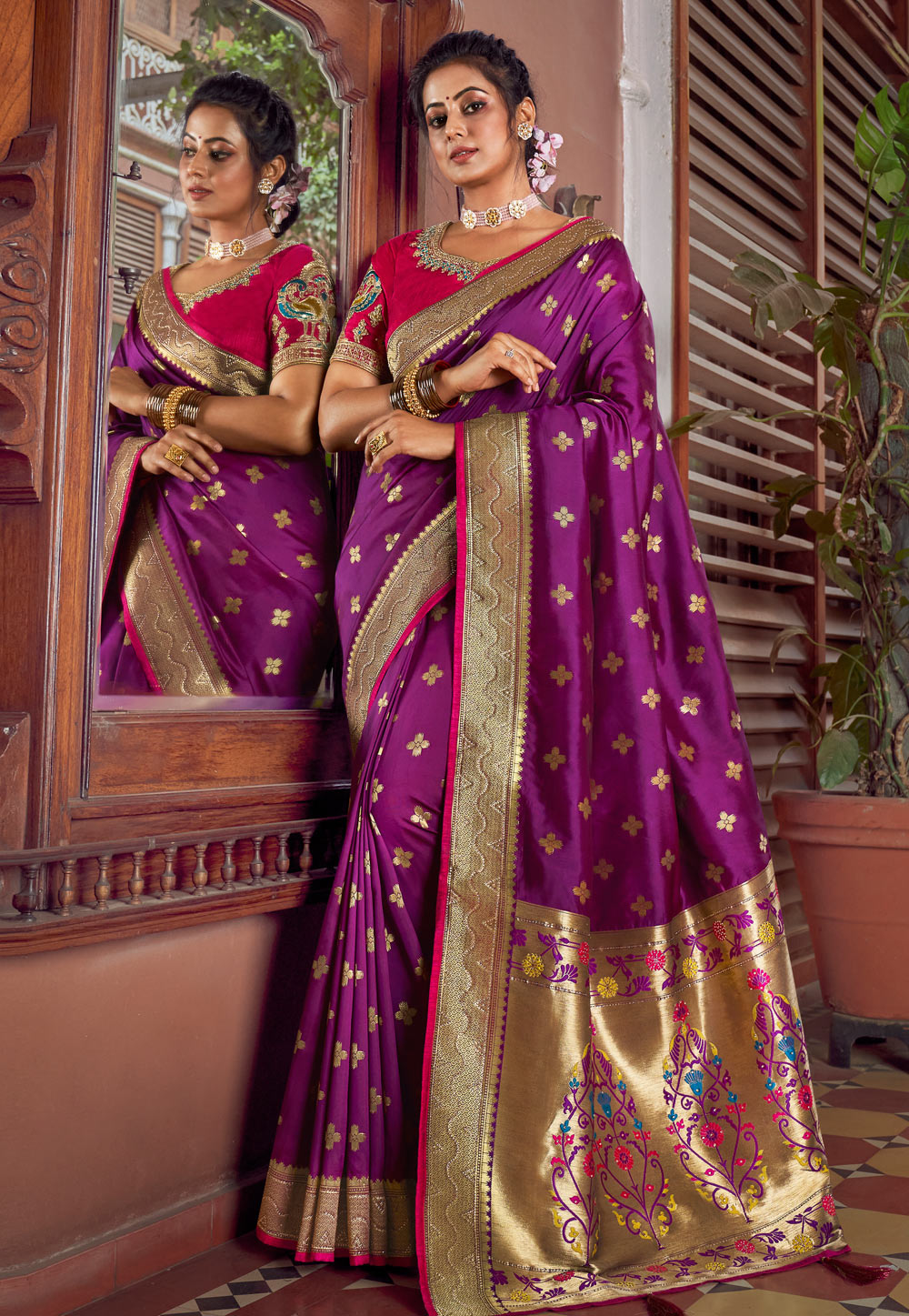Purple Silk Festival Wear Saree 241075