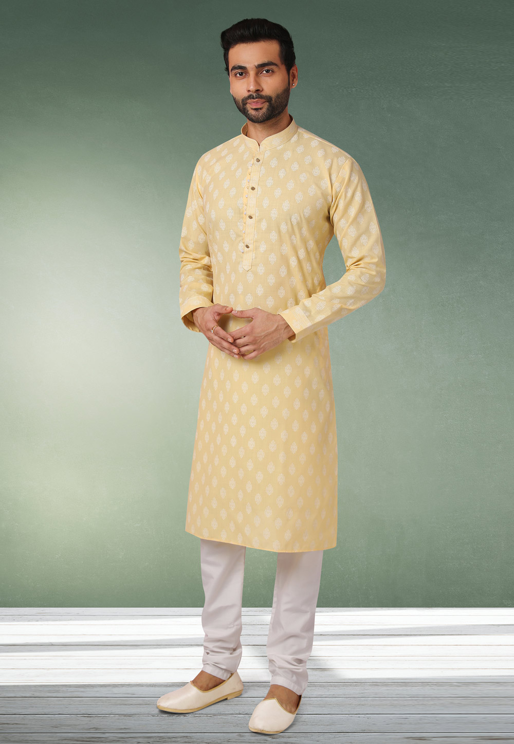 Yellow Cotton Kurta Pajama 239009