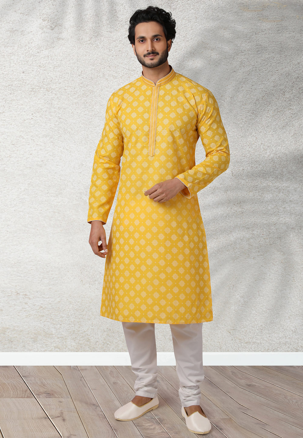 Yellow Cotton Kurta Pajama 239012
