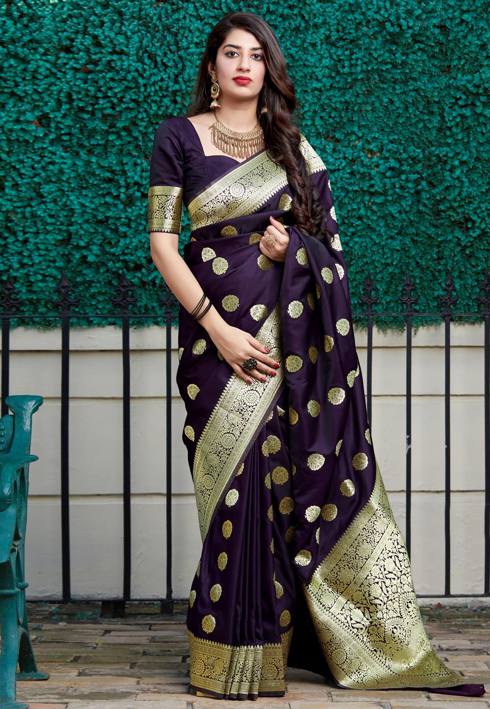 Purple Banarasi Festival Wear Saree 218837