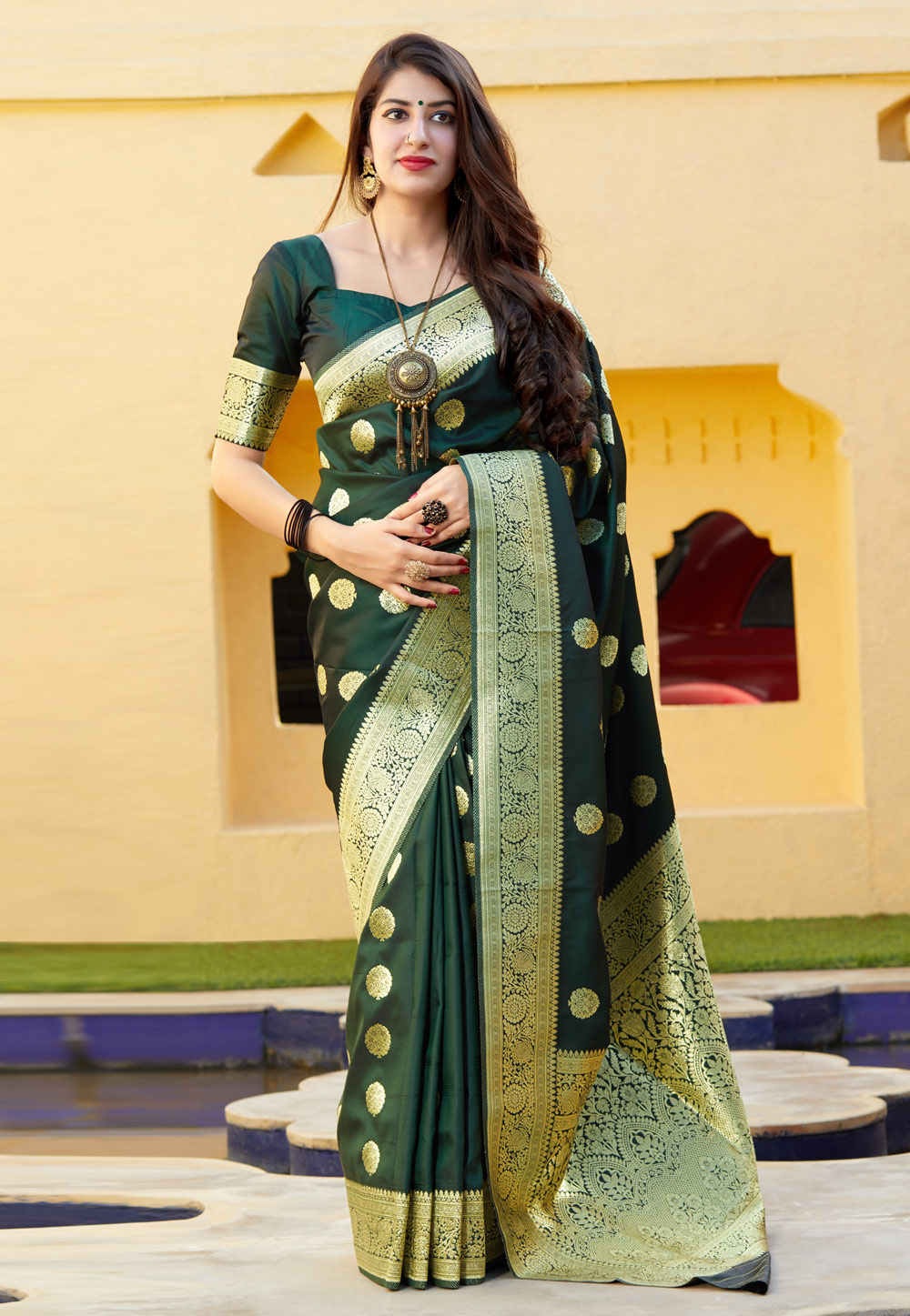 Green Banarasi Festival Wear Saree 218839