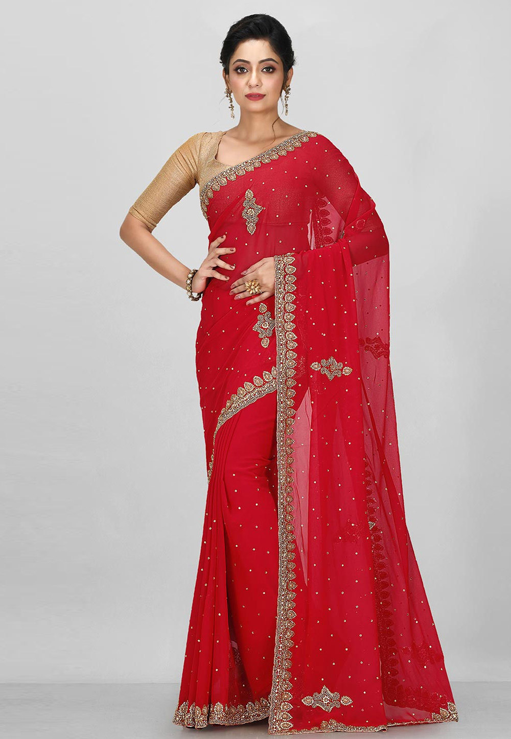 Red Georgette Saree With Blouse 242955