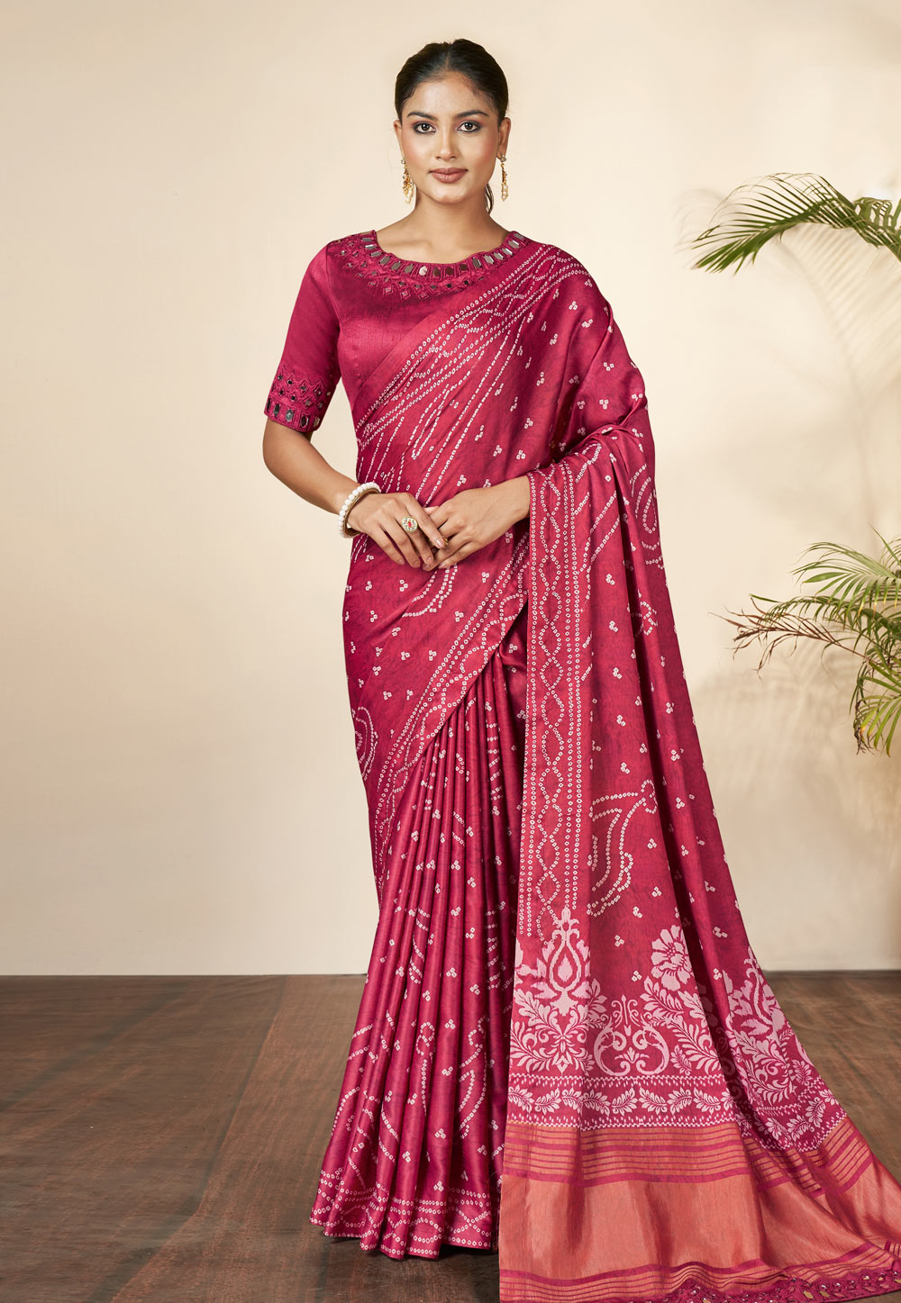 Magenta Silk Saree With Blouse 276276