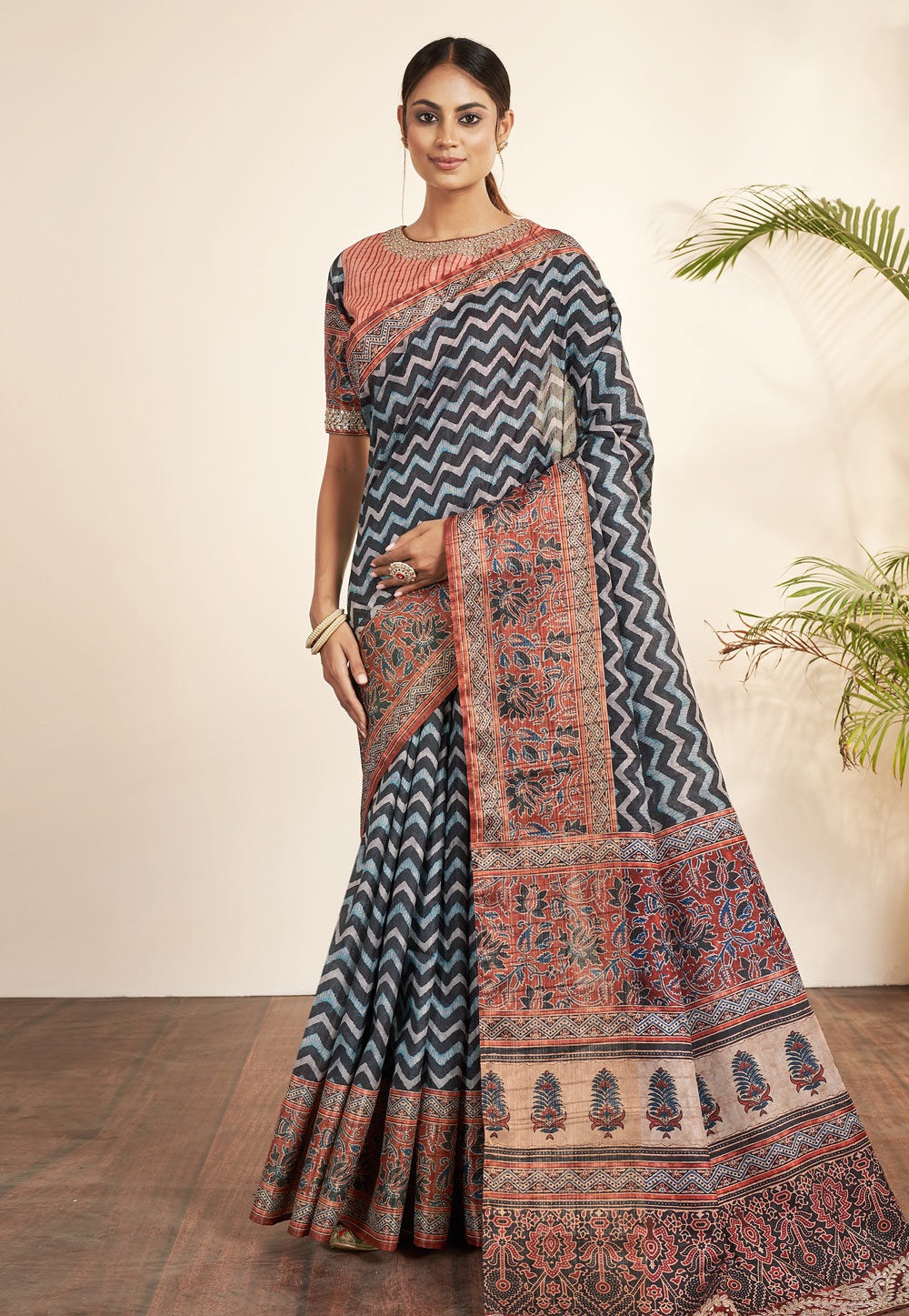 Black Silk Saree With Blouse 276277