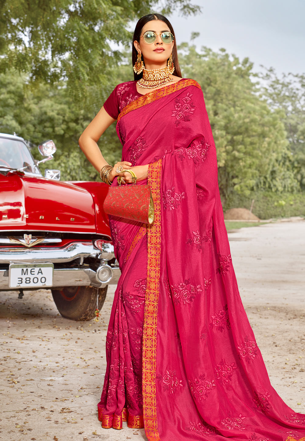 Pink Georgette Saree With Blouse 205195