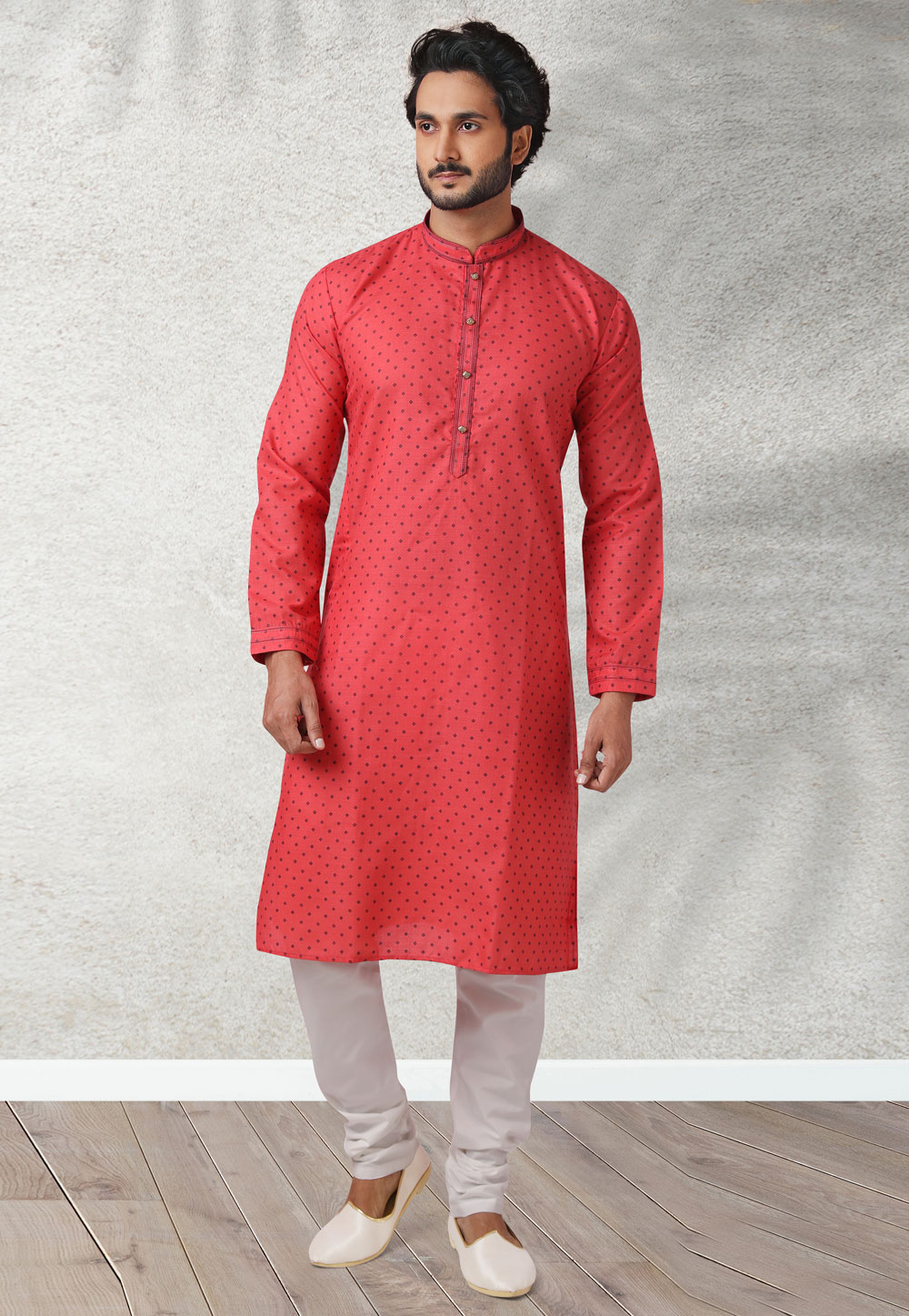 Red Cotton Kurta Pajama 239016