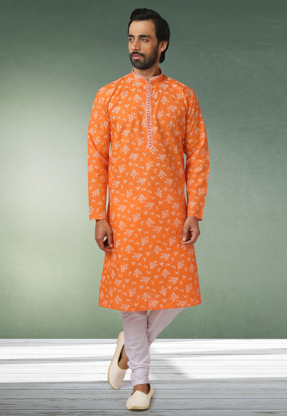 Orange Cotton Kurta Pajama 239018