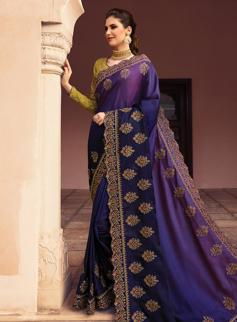Blue Silk Saree With Blouse 148685