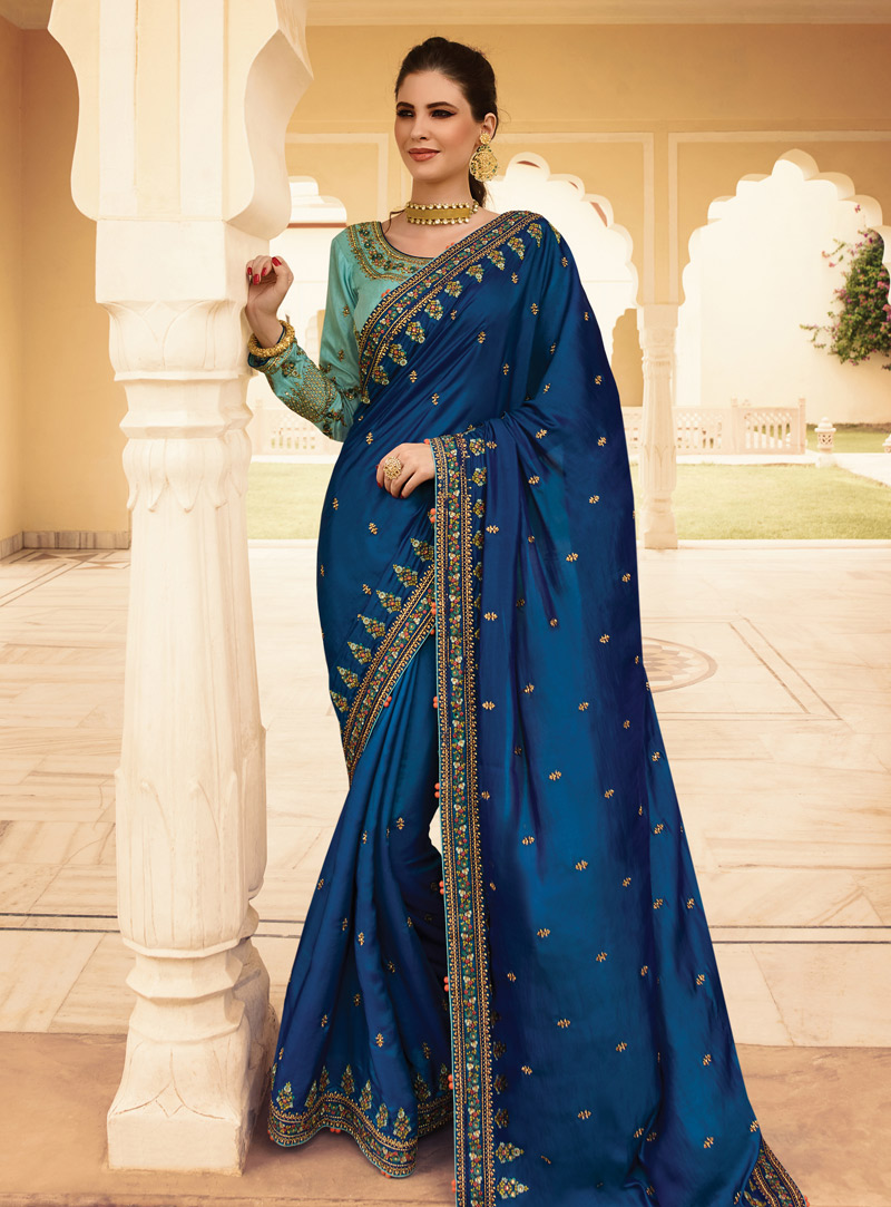 Blue Silk Festival Wear Saree 148688