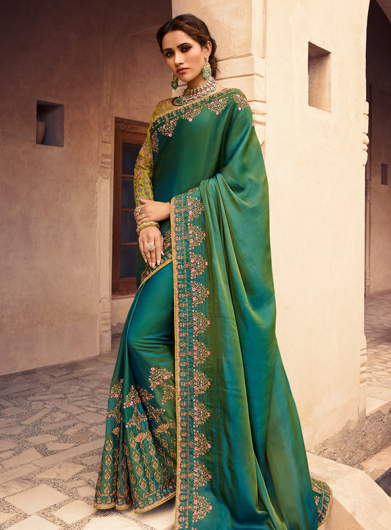 Green Silk Saree With Blouse 148689