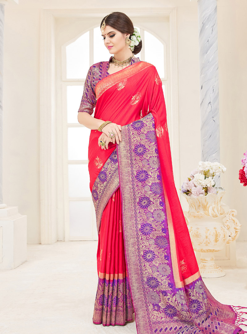 Red Silk Saree With Blouse 144386