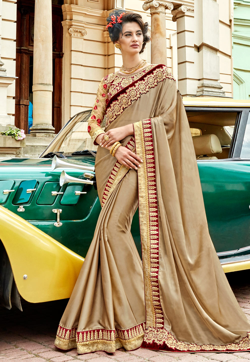 Beige Georgette Saree With Blouse 196132