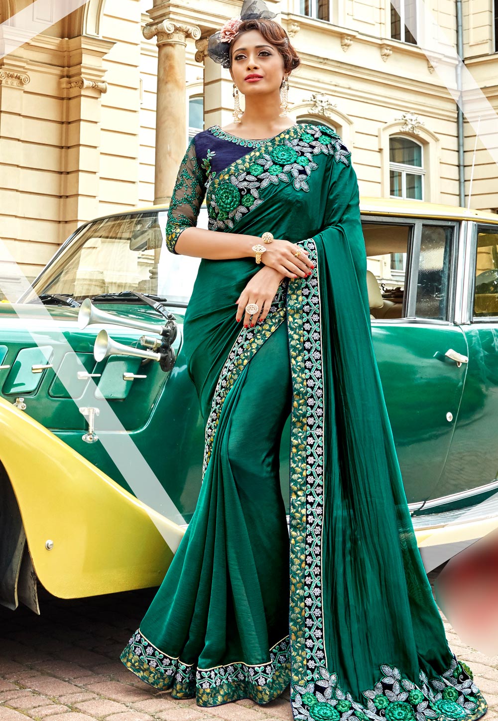Green Georgette Saree With Blouse 196138