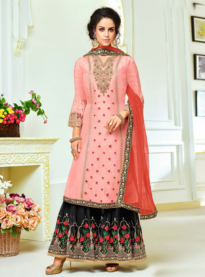 Pink Silk Sharara Suit 144983