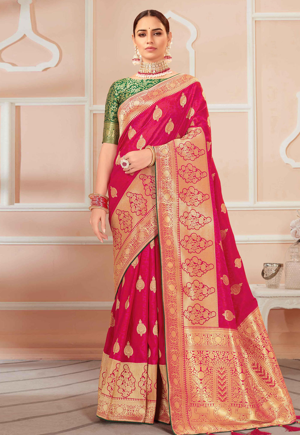 Magenta Banarasi Silk Festival Wear Saree 239478