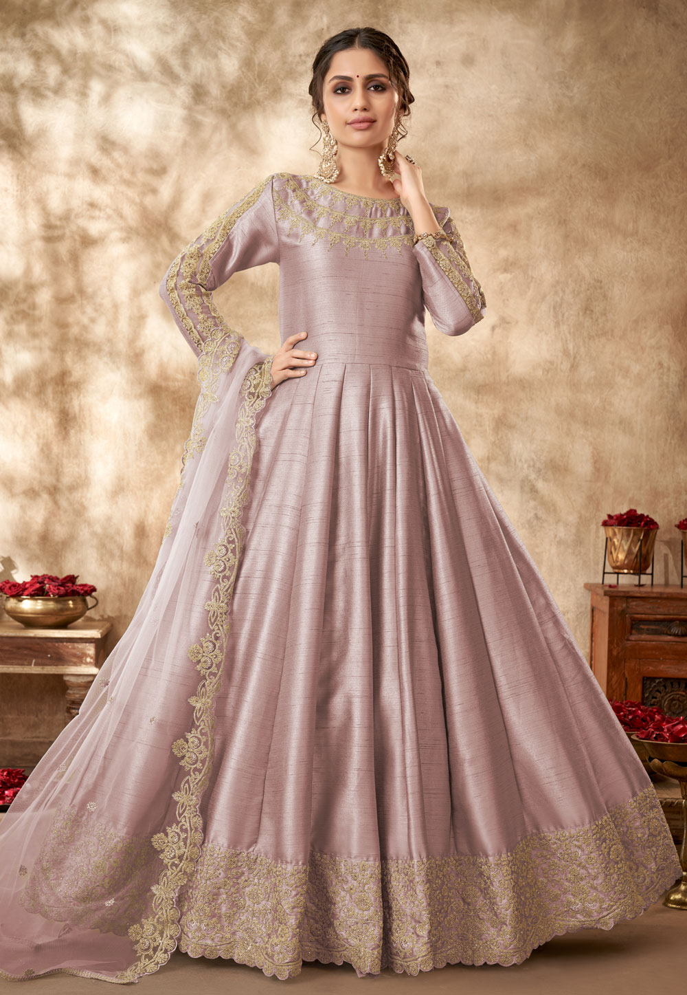 Silk long anarkali on sale dress