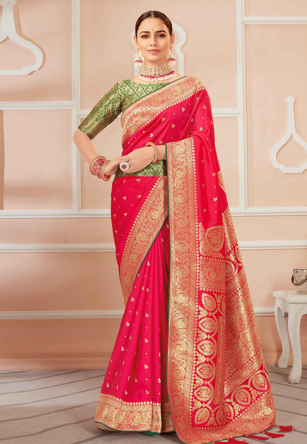 Magenta Banarasi Silk Festival Wear Saree 239480