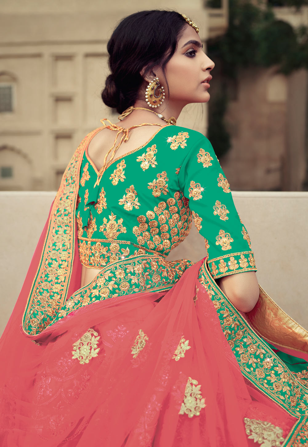 Green And Red Floral Printed Lehenga Choli | Floral lehenga, Organza lehenga,  Designer lehenga choli