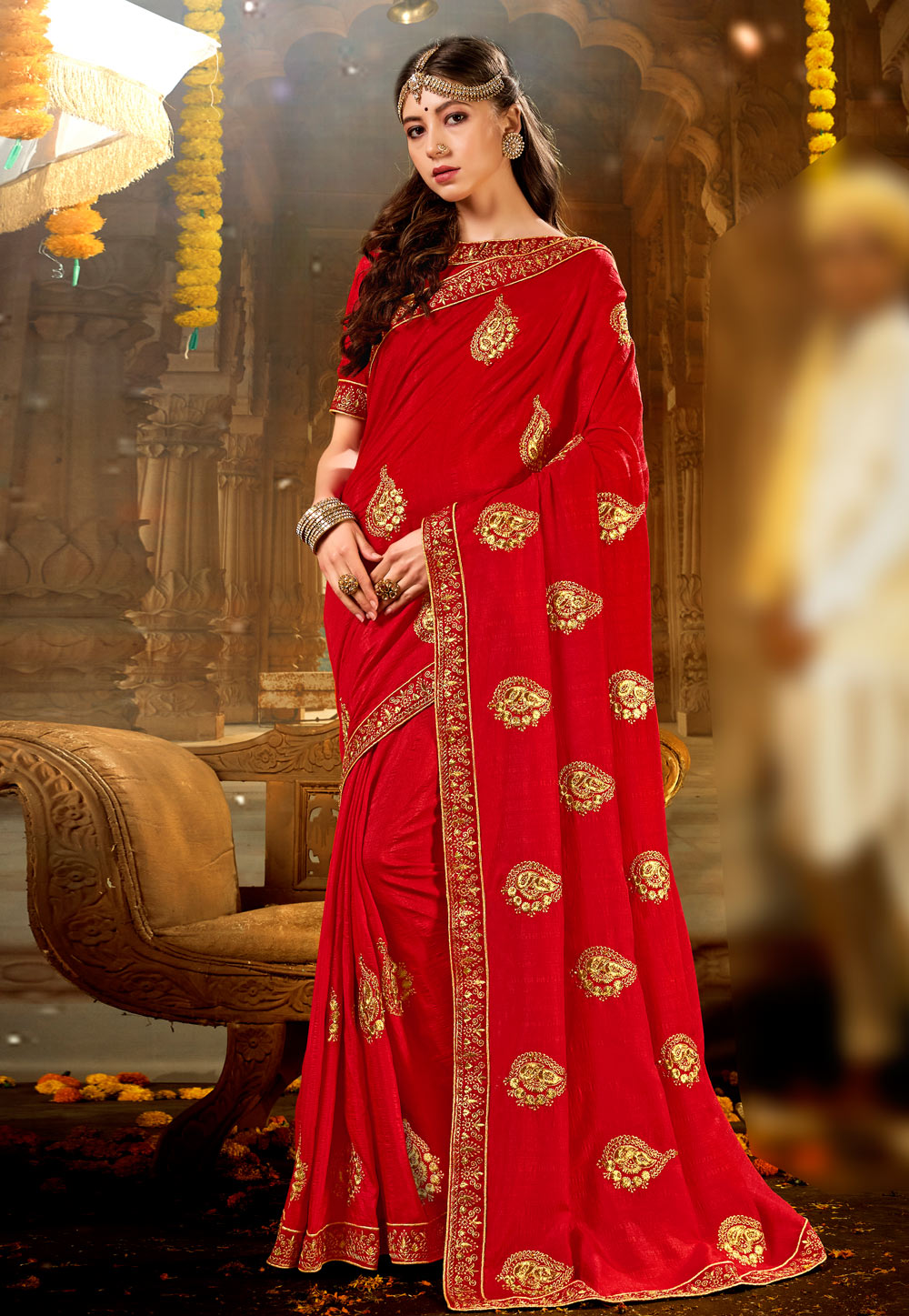 Red Silk Saree With Blouse 247731