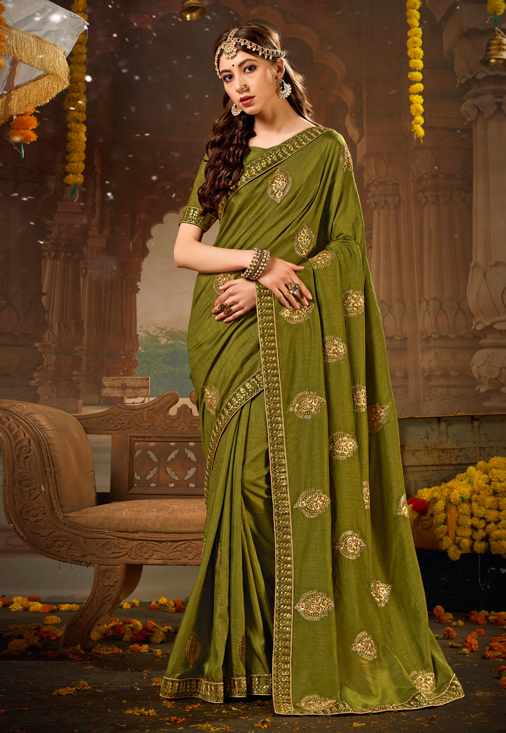 Discover 76+ mehndi colour silk saree latest