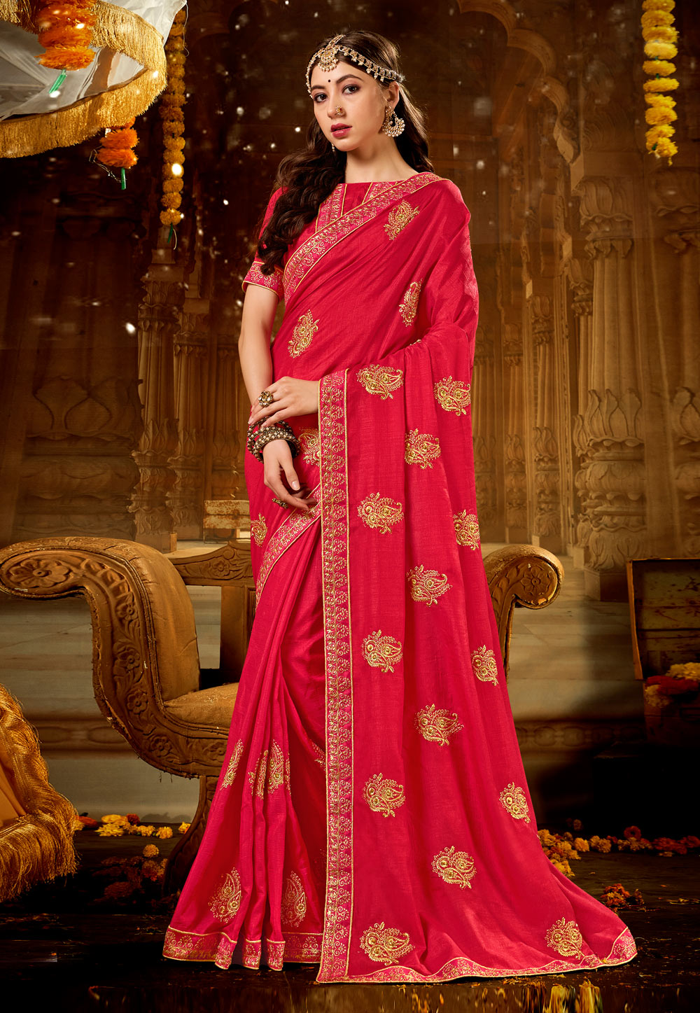 Magenta Silk Saree With Blouse 247735