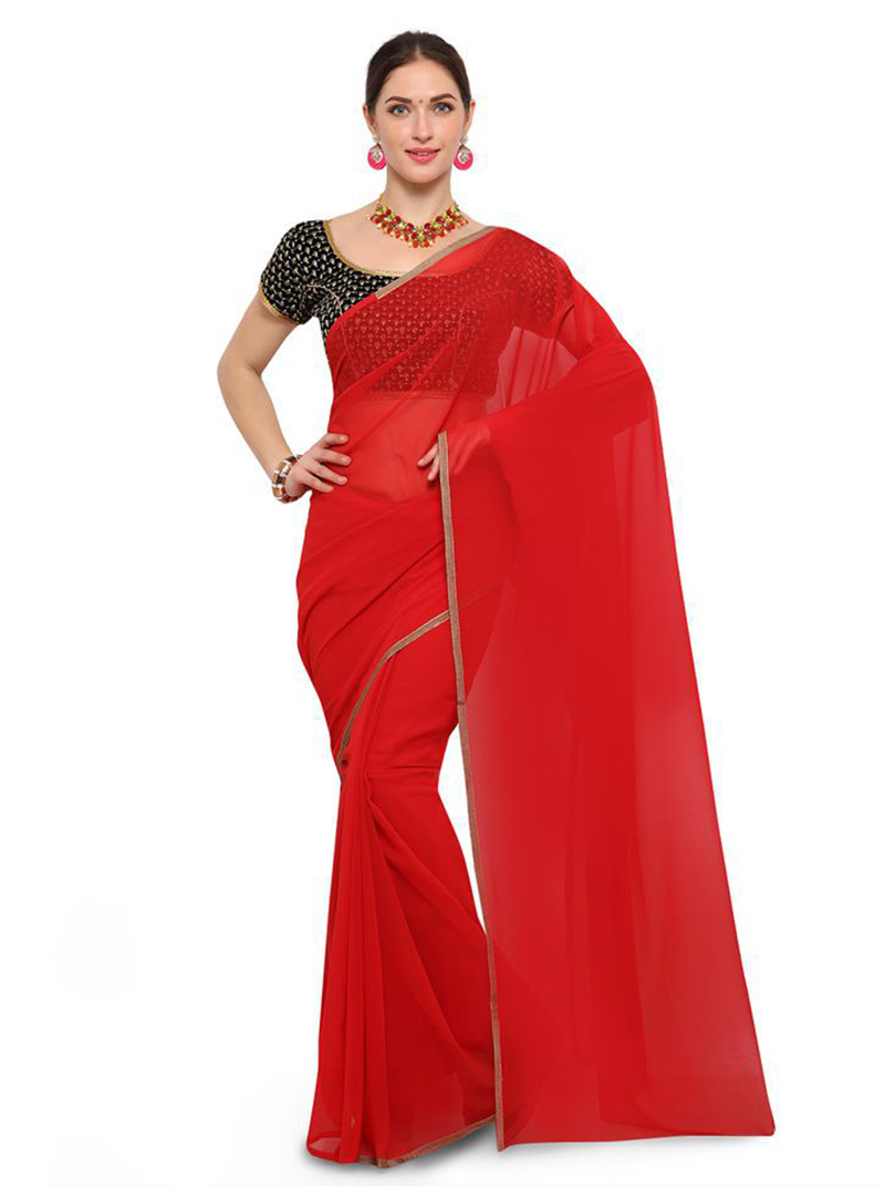Red Georgette Festival Wear Saree 146648