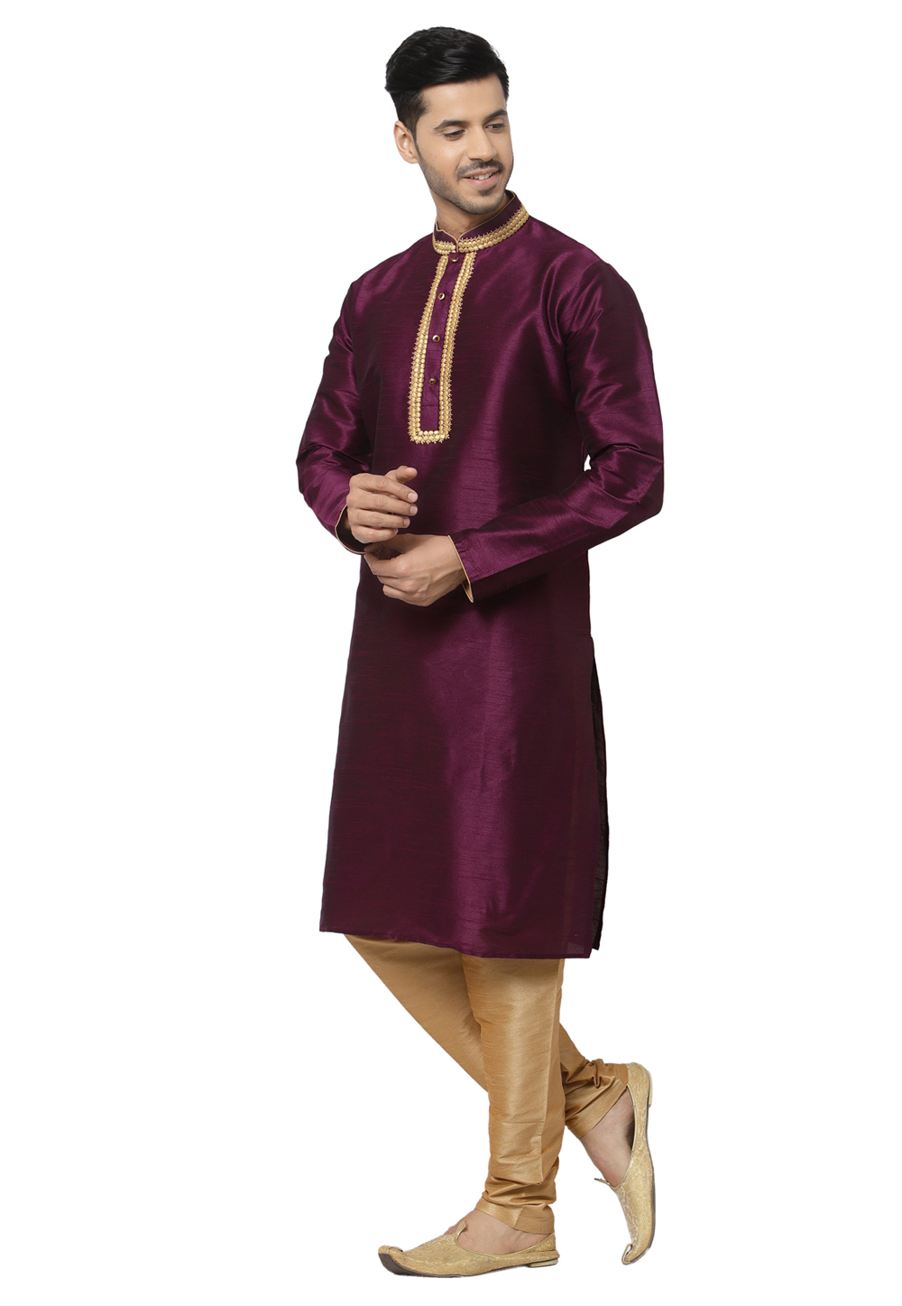 Purple Dupion Silk Kurta Pajama 244235