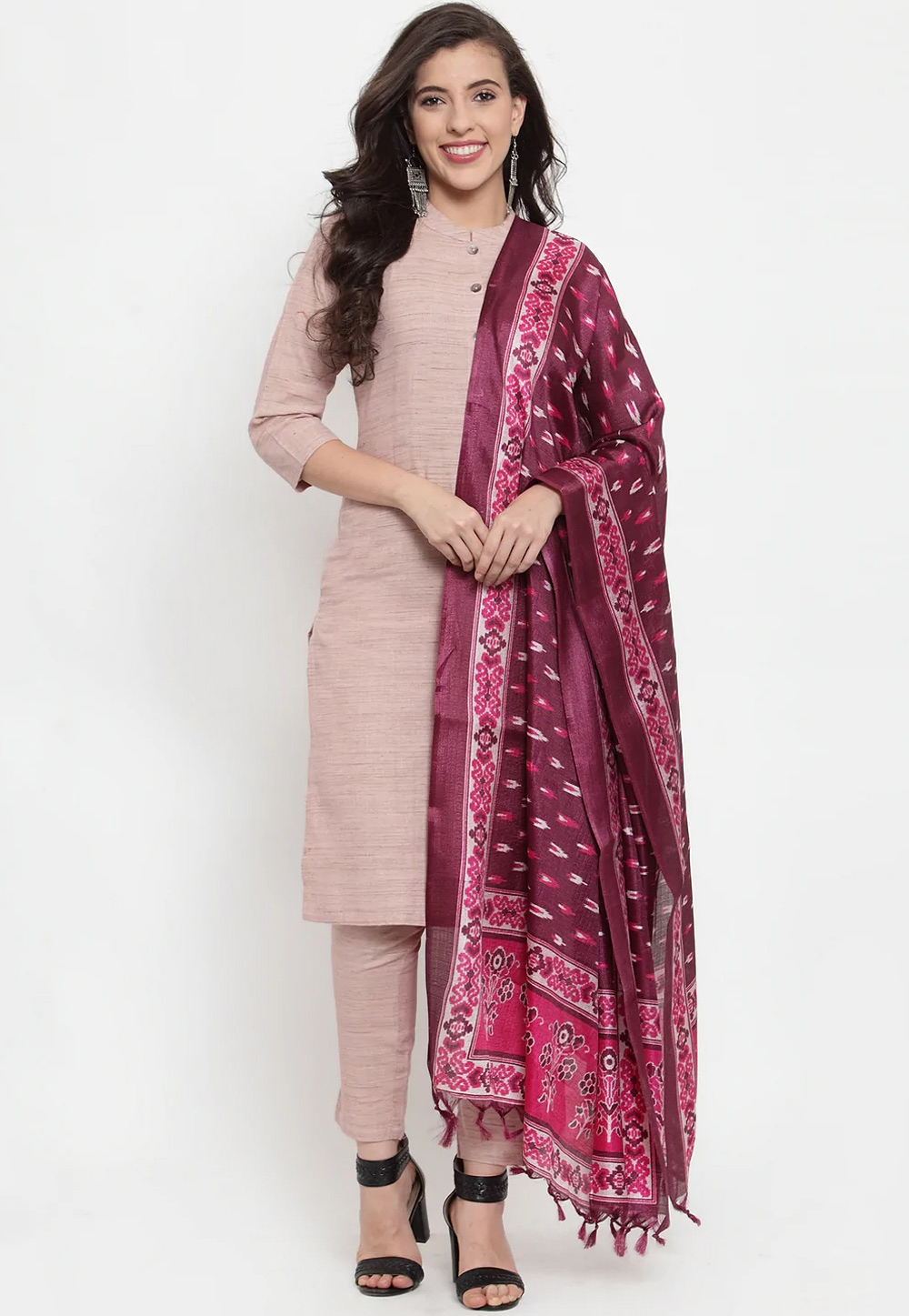 Beige Cotton Readymade Pakistani Suit 260739