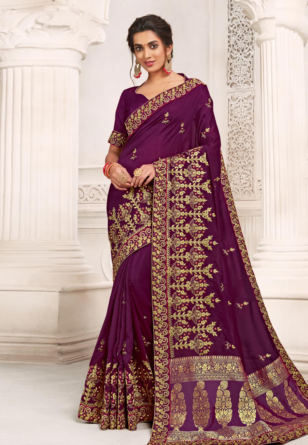 Purple Silk Jacquard Festival Wear Saree 222999