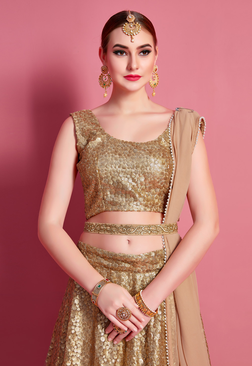 Net Saree Blouse In Gold Color 153BL13