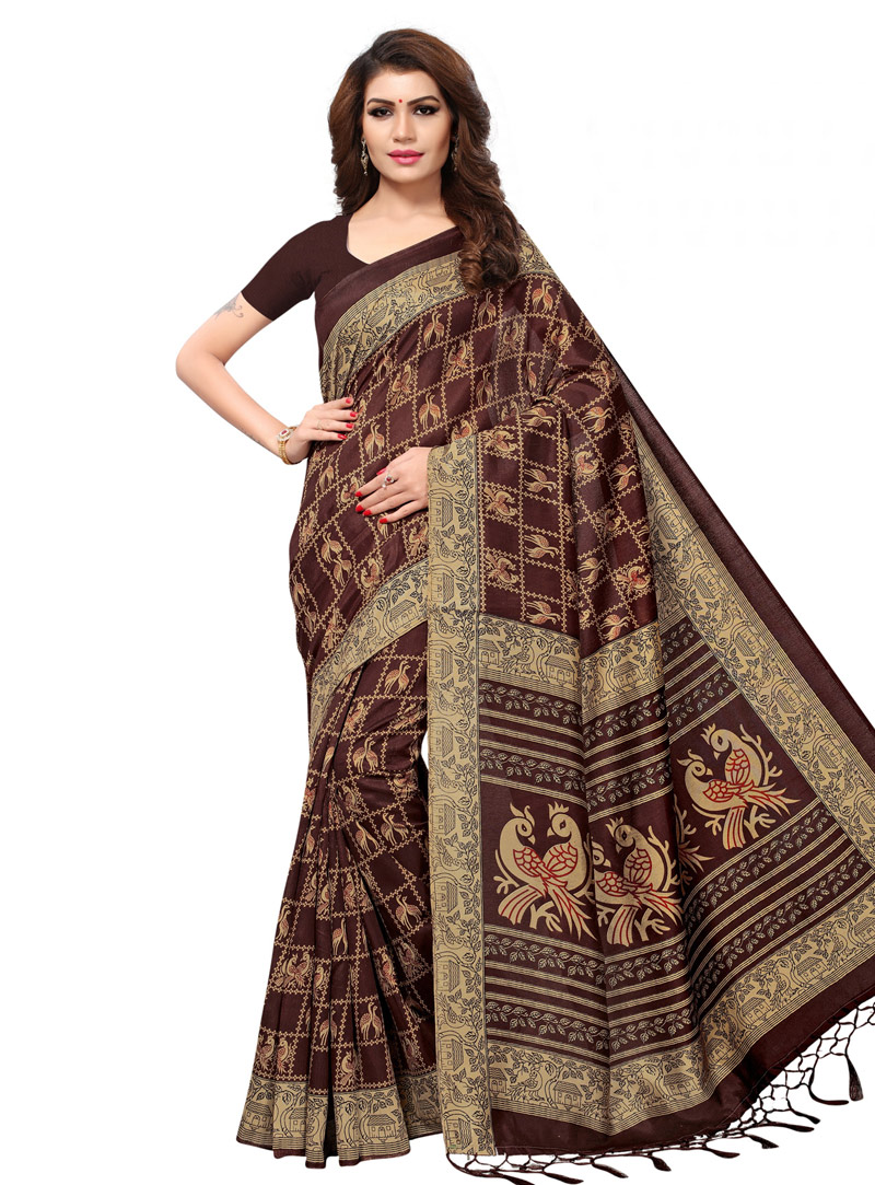 Brown Silk Saree With Blouse 147107