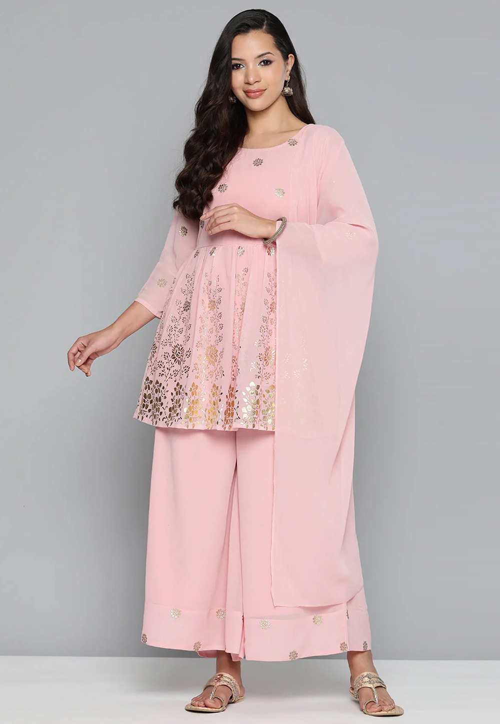 Pink Georgette Readymade Pakistani Suit 261734