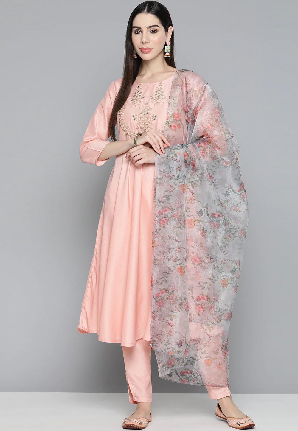 Light Pink Cotton Silk Readymade Pakistani Suit 261736