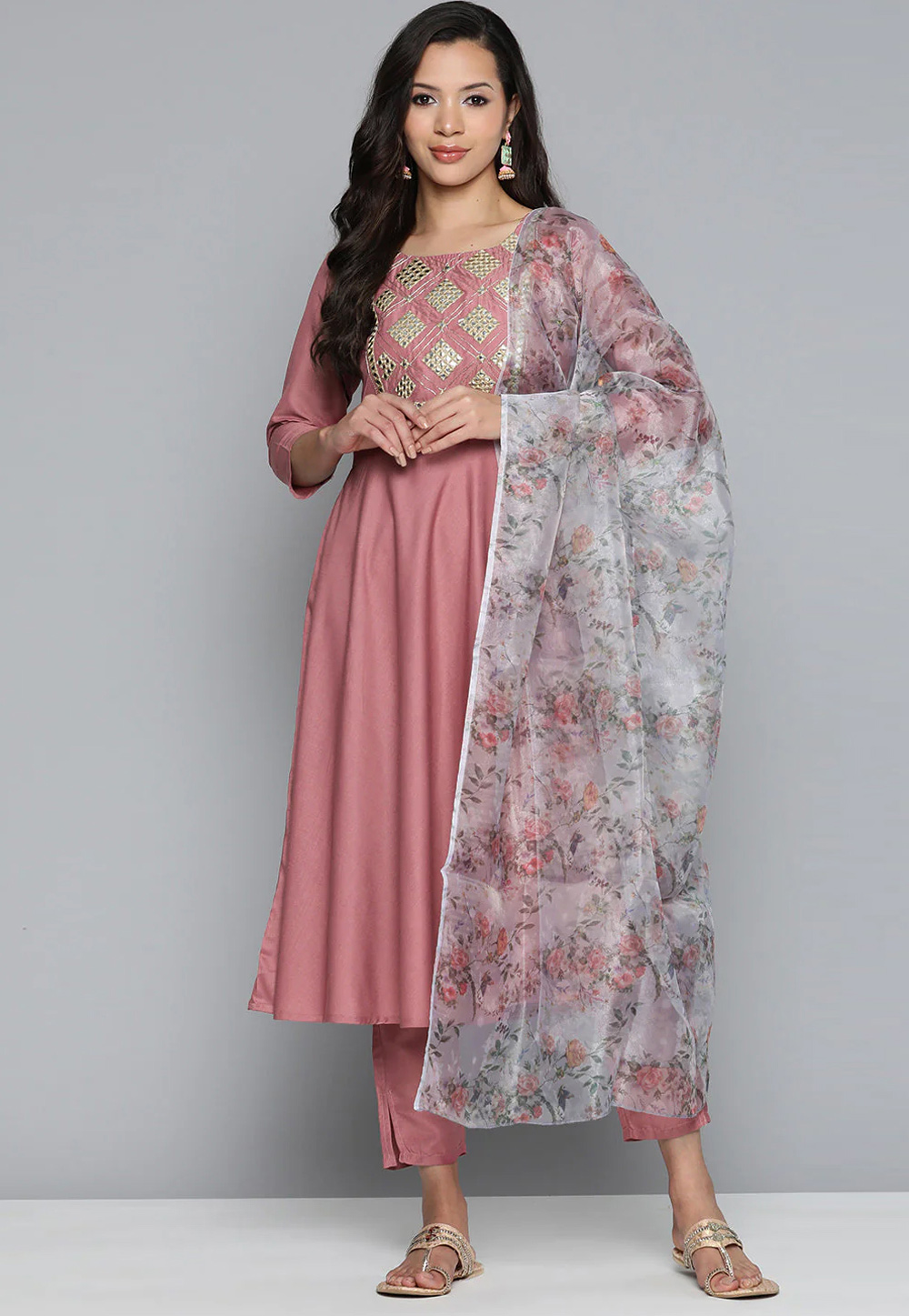 Pink Cotton Silk Readymade Pant Style Suit 261737