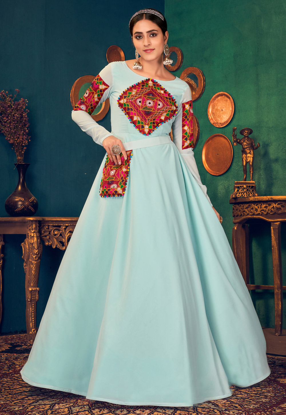 Sky Blue Georgette Gown 233048