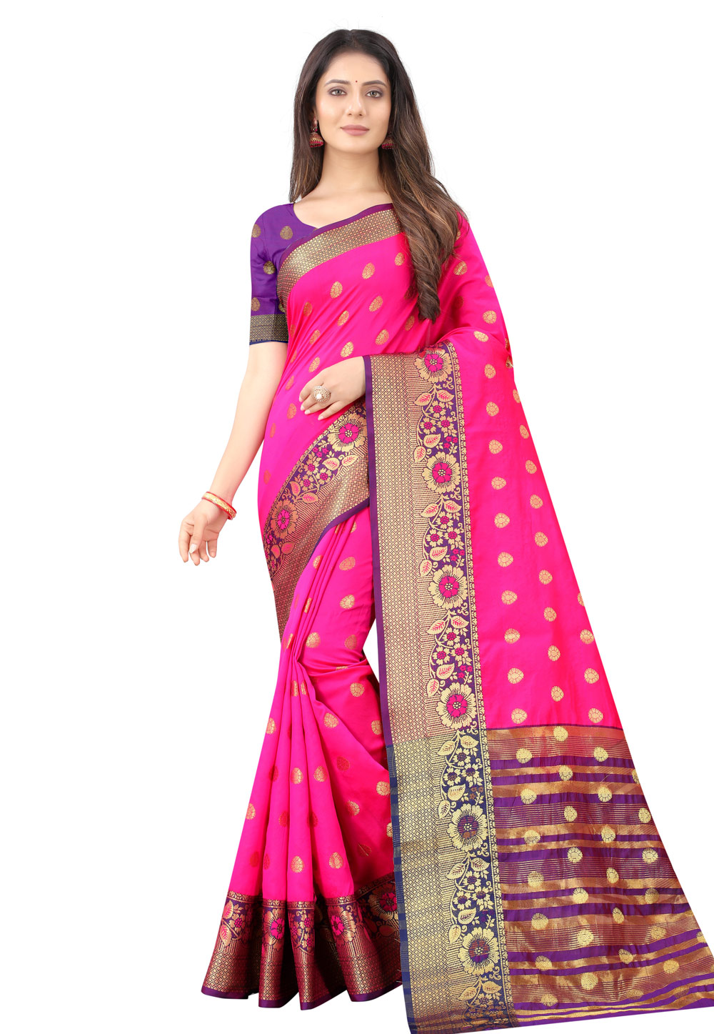 Pink Kanjivaram Silk Saree With Blouse 226155