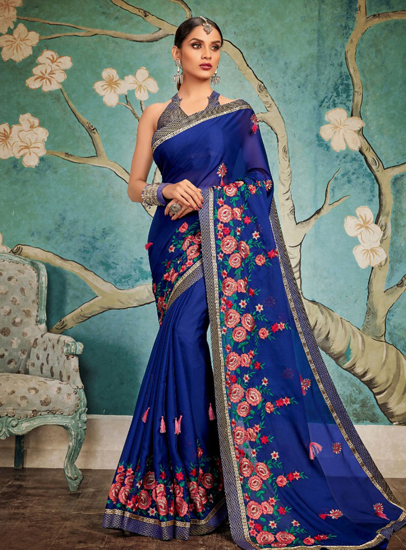 Blue Art Silk Saree With Blouse 147488