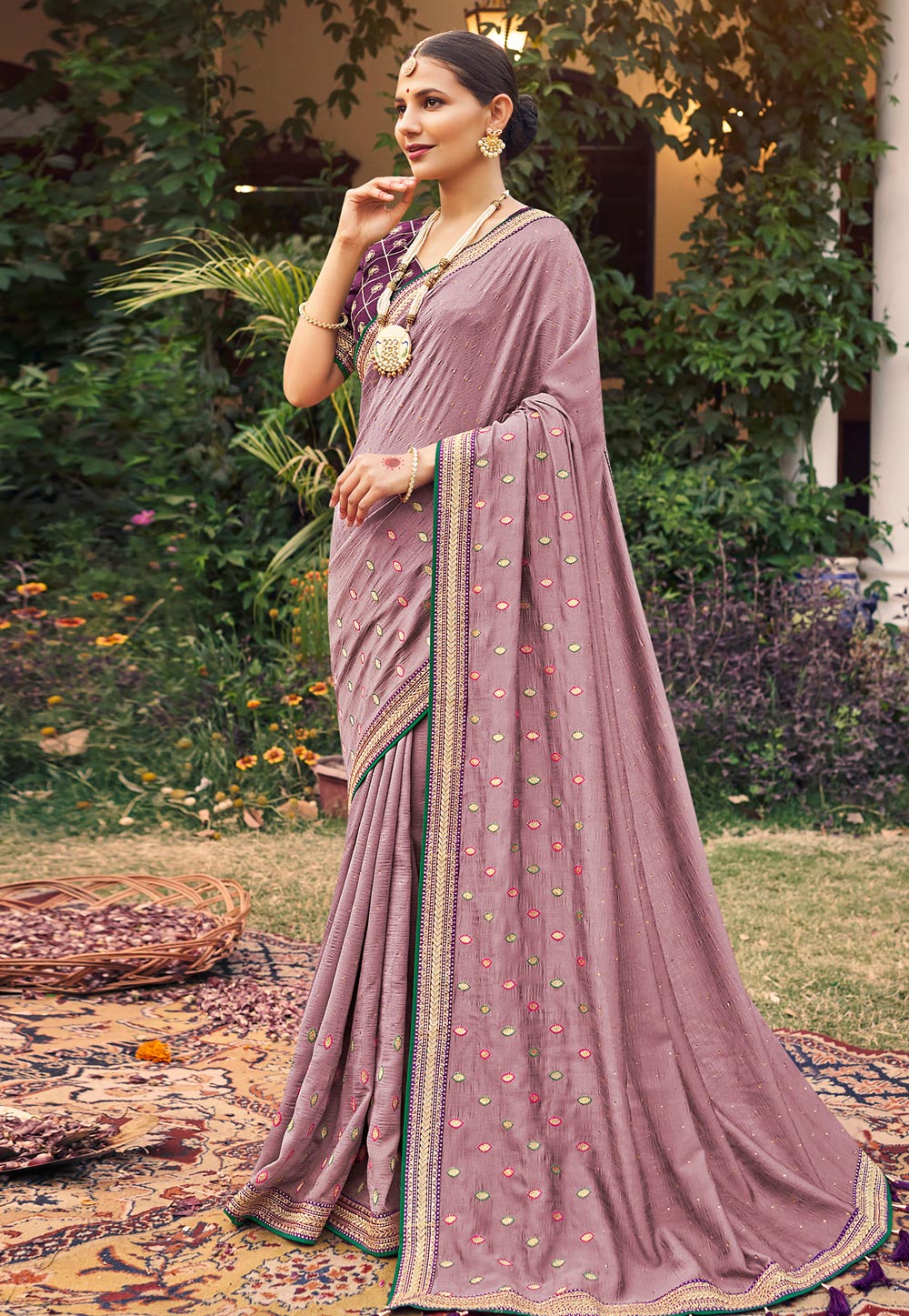 Light Purple Silk Saree With Blouse 248598