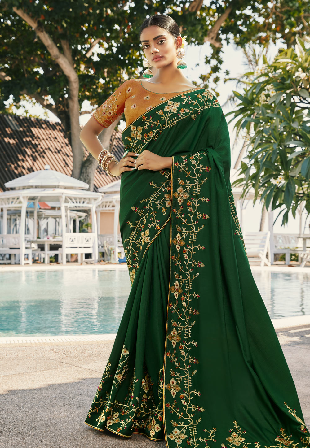 Green Silk Saree With Blouse 196710