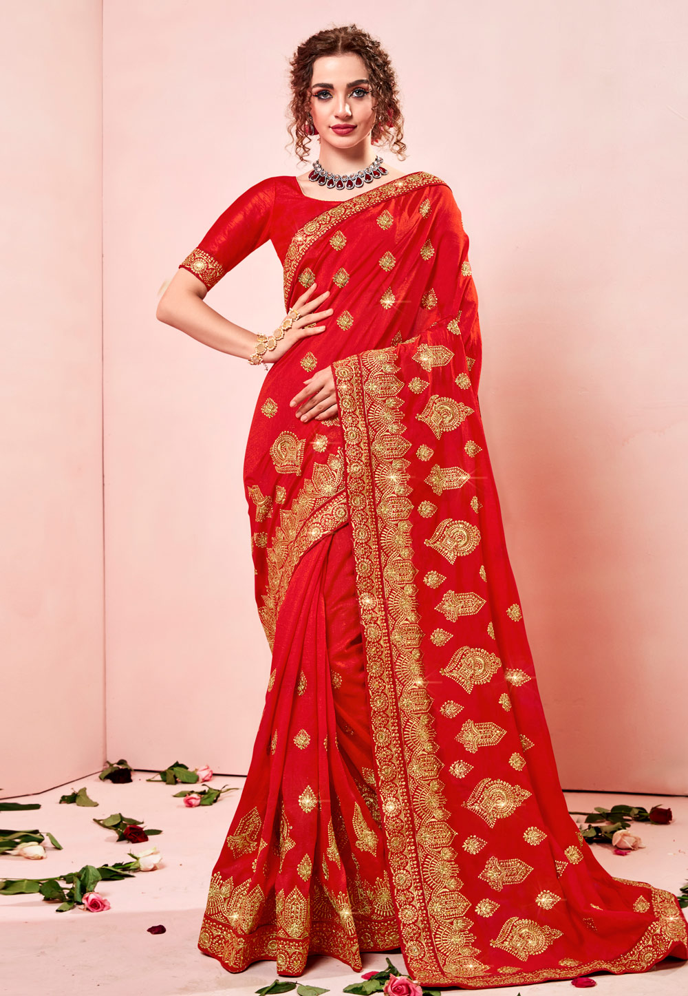 Red Silk Saree With Blouse 245385