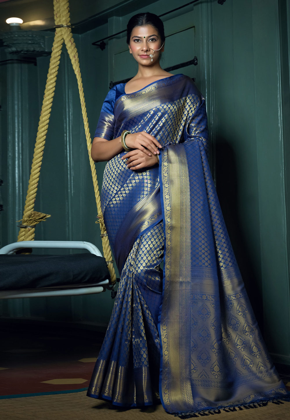 Blue Kanjivaram Silk Saree With Blouse 258433