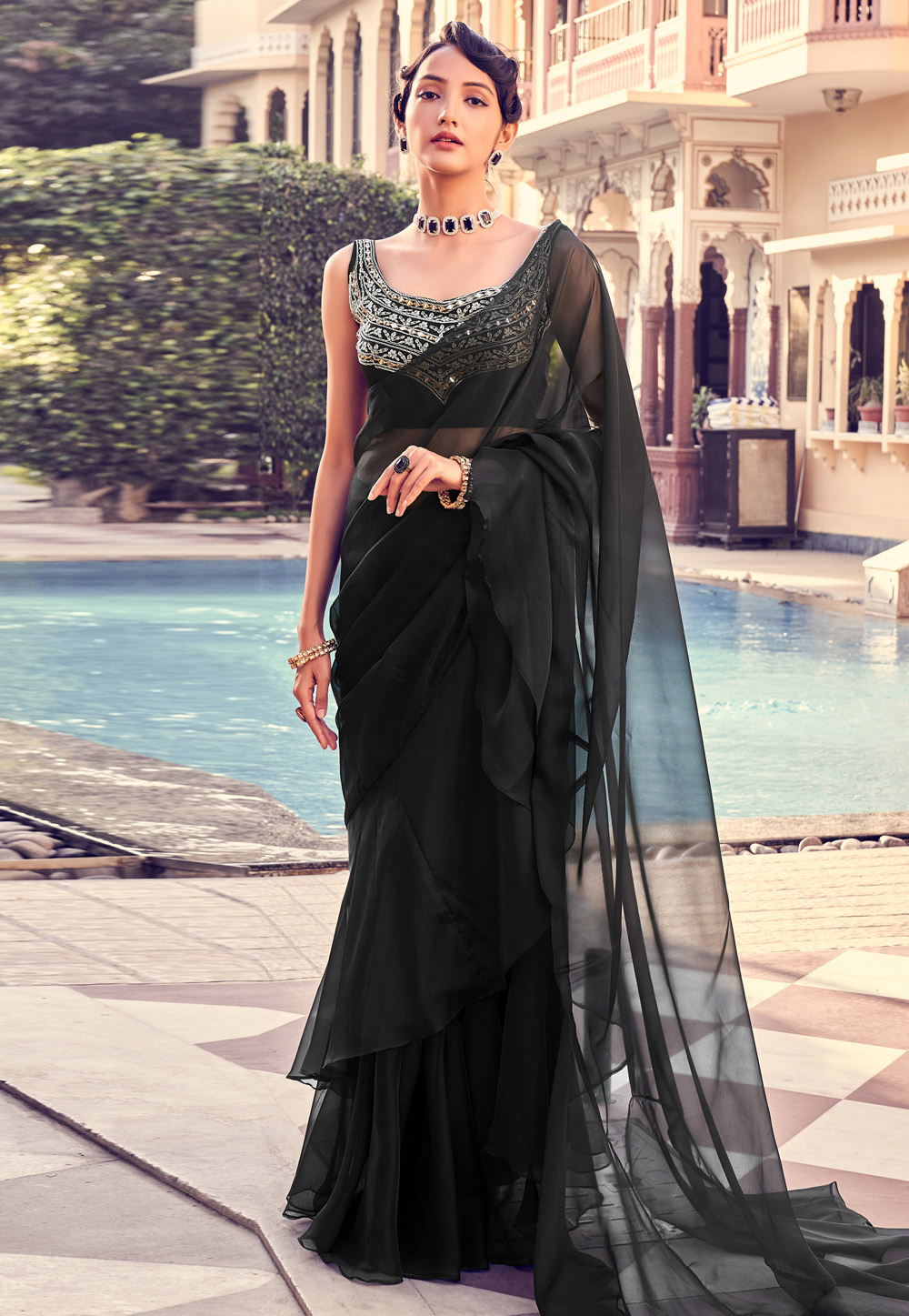 Black Georgette Saree With Blouse 261527
