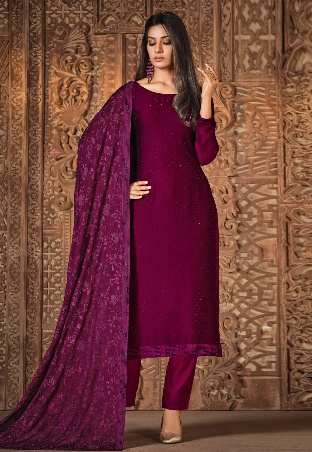 Purple Georgette Pakistani Suit 273554