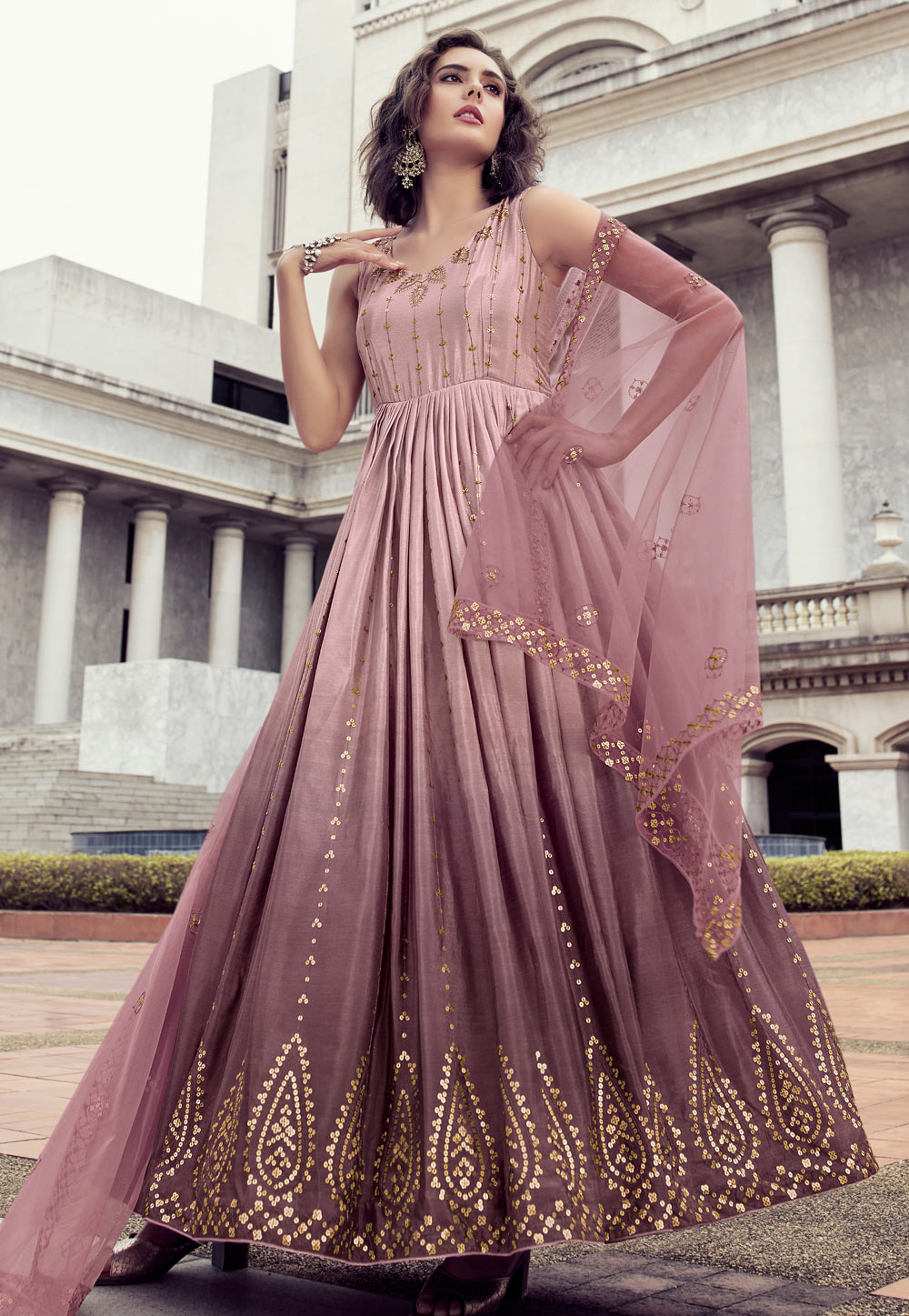 Pink Chinon Gown 255467