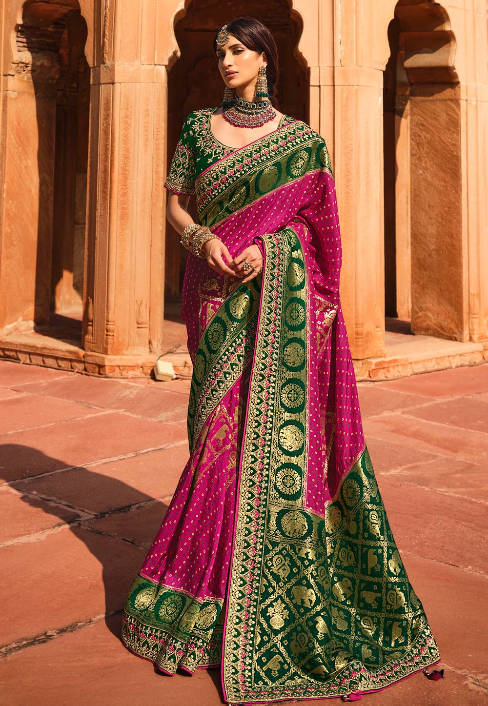 Magenta Silk Festival Wear Saree 235295