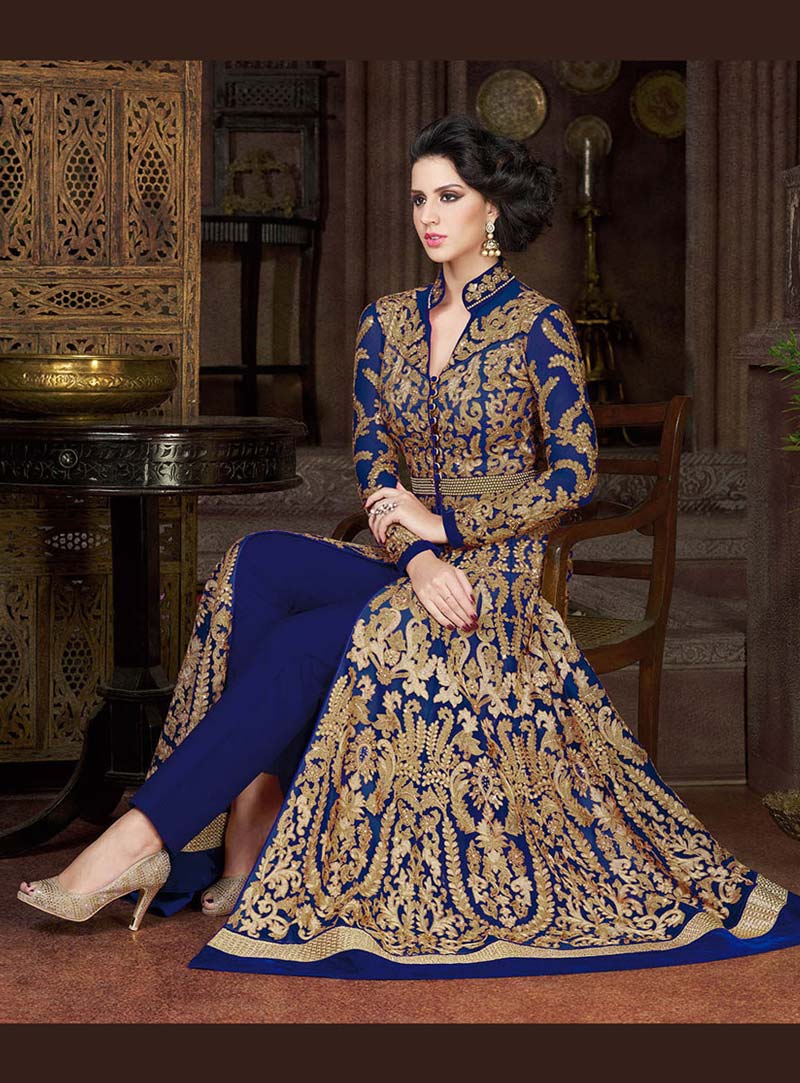 Blue Net Designer Anarkali Suit 74547
